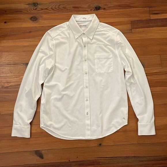 Tommy Bahama San Lucio White Stretch Knit Long Sleeve Shirt Men’s Size Large - Picture 3 of 11